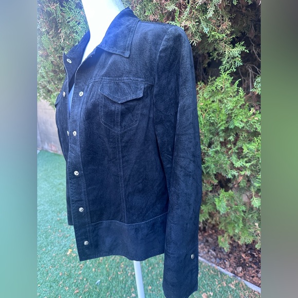 100% Leather Suede Vintage Y2K Valerie Stevens Black Western Jacket Petite - Picture 3 of 8